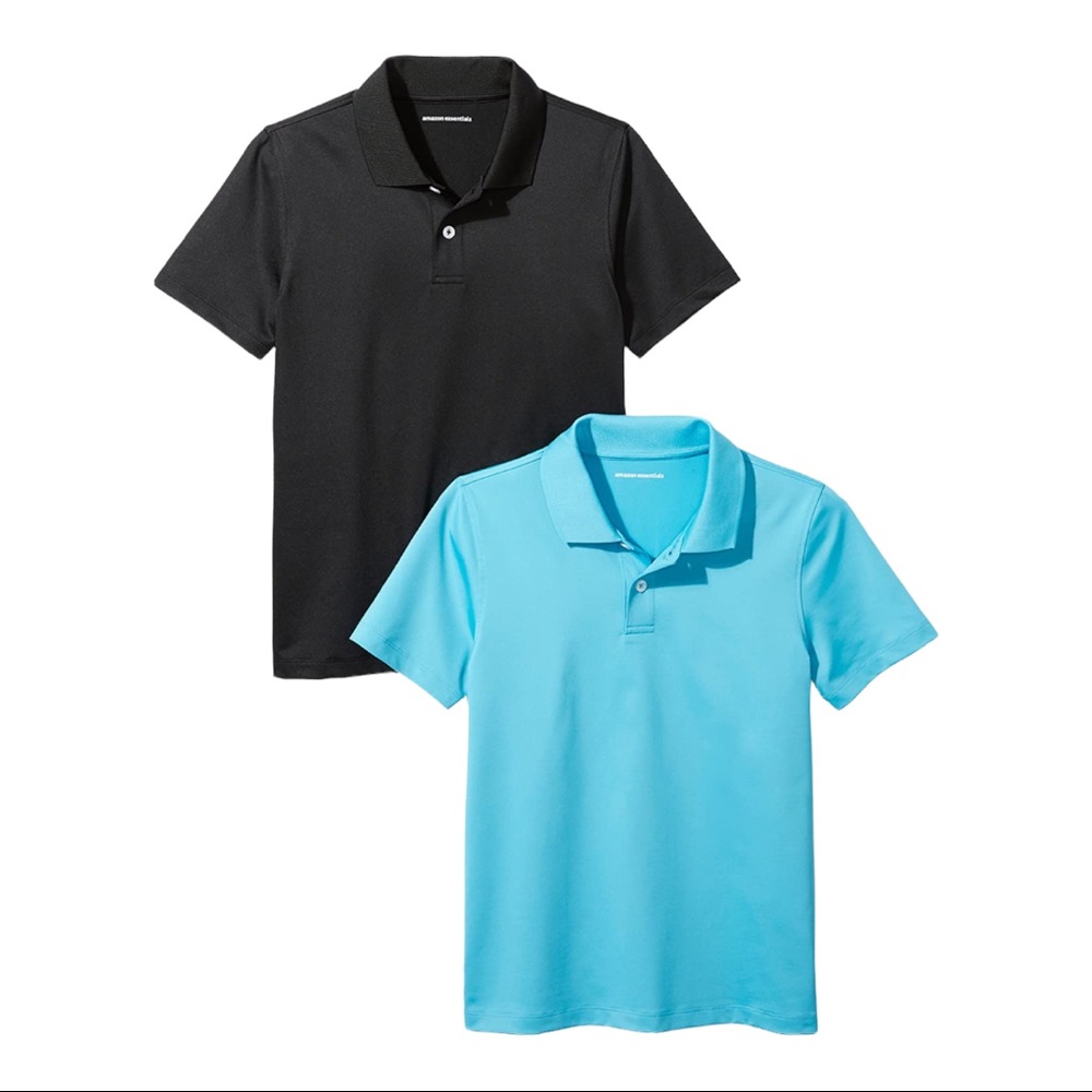 Amazon Essentials Boy’s Active Performance Polo Shirts, Pack of 2 EUC